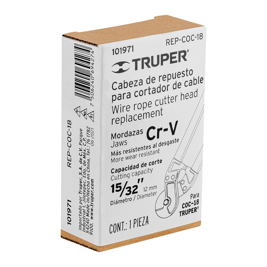 Cabeza de repuesto para cortador de cable COC-18, Truper Caja con 2, 101971