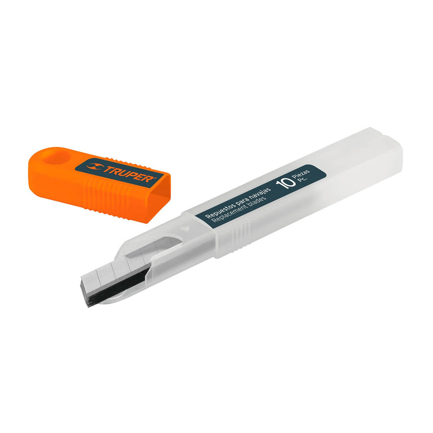 Estuche con 10 cuchillas SK4 de 9 mm para cutter, Truper Caja con 12, 16962