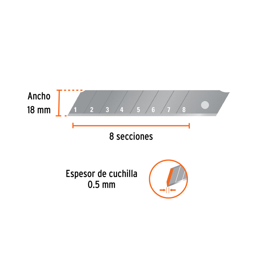Estuche con 10 cuchillas SK4 de 18 mm para cutter, Truper Caja con 12, 16965