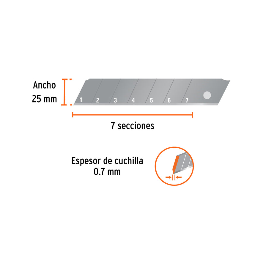 Estuche con 10 cuchillas SK4 de 25 mm para cutter, Truper Caja con 12, 17903