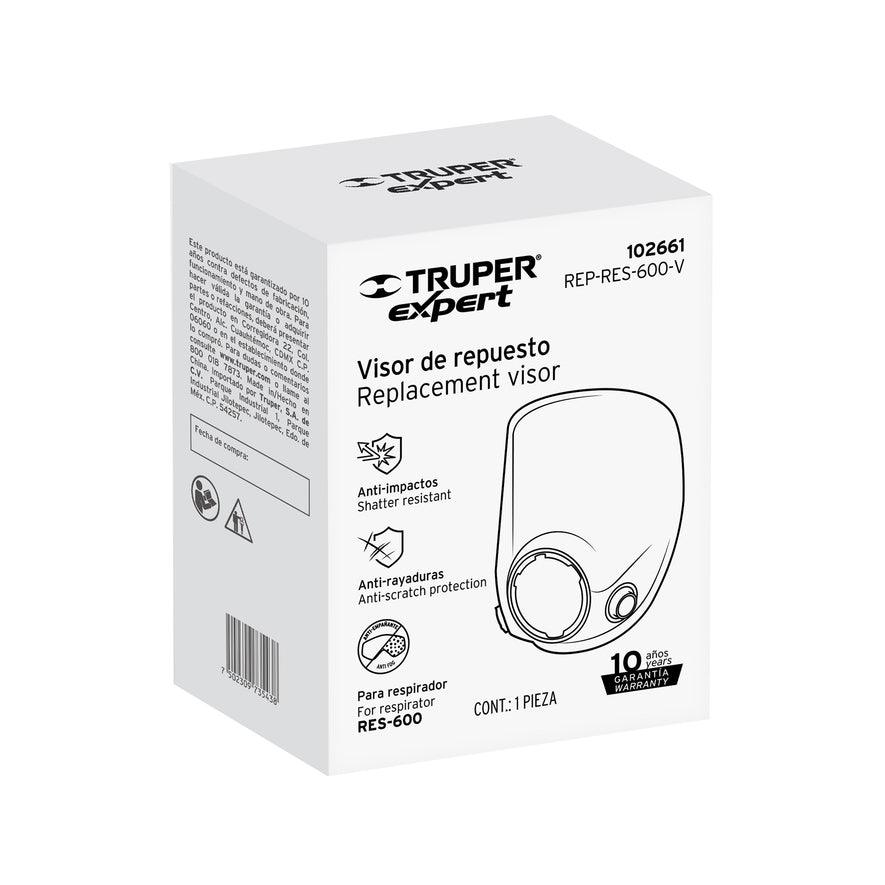 Visor de repuesto para respirador RES-600, Truper, 102661