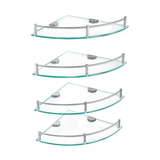 Juego de 4 repisas esquineras de vidrio, Foset, 47906