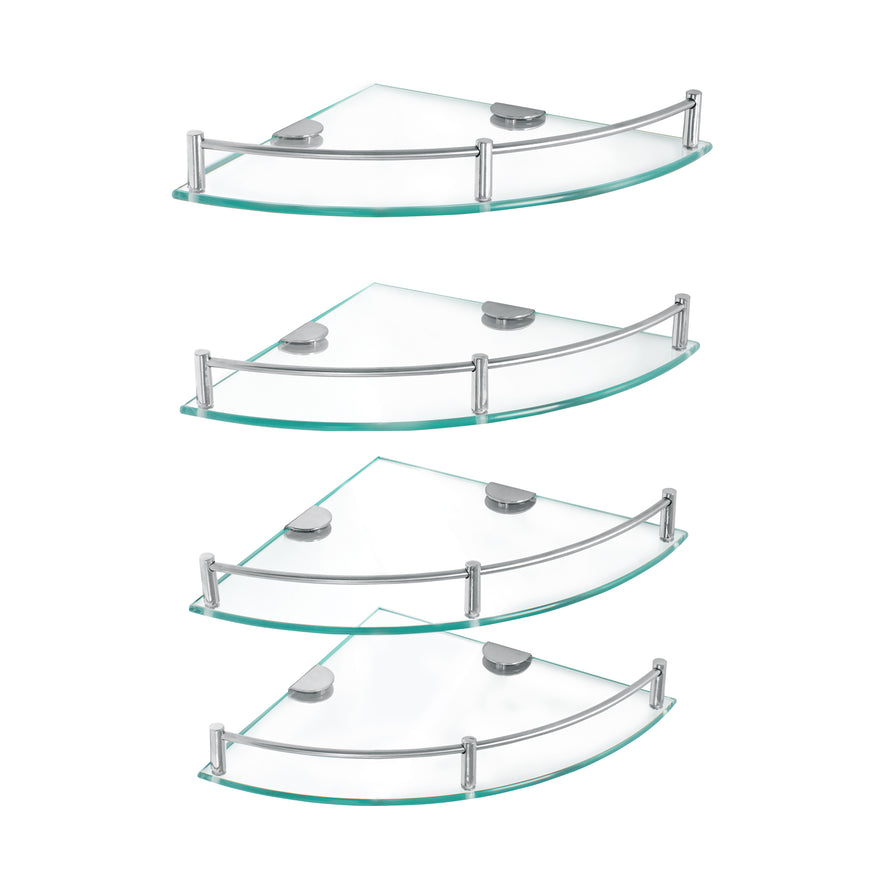 Juego de 4 repisas esquineras de vidrio, Foset, 47906