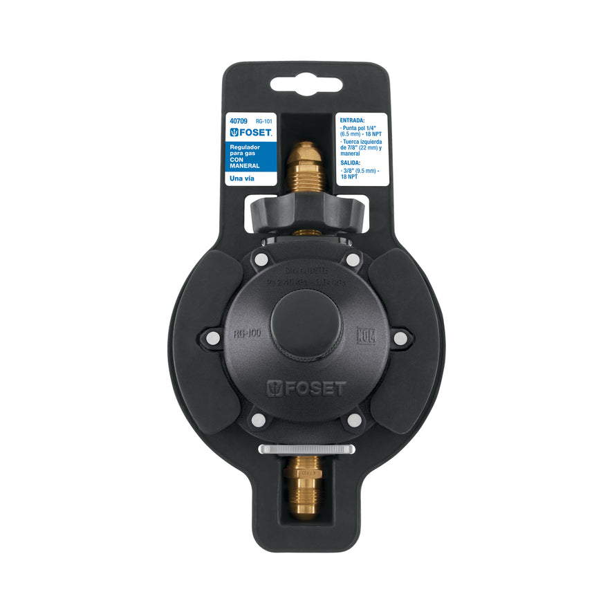 Regulador de gas 1 vía con maneral, baja presión, Foset Caja con 4, 40709