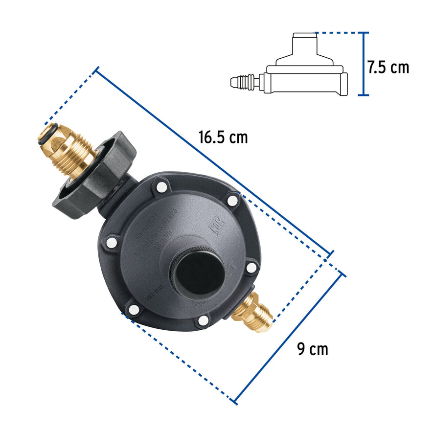 Regulador de gas 1 vía con maneral, baja presión, Foset Caja con 4, 40709