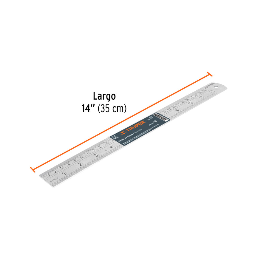 Regla 30 cm de acero inoxidable, Truper Caja con 12, 14387