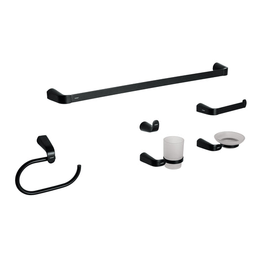 Juego de 6 accesorios para baño, negro, FOSET RIVIERA, 44277