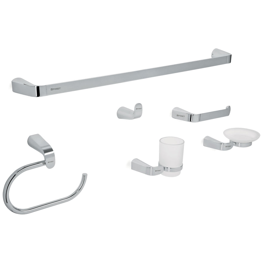 Juego de 6 accesorios para baño acabado cromo, Riviera, 45211