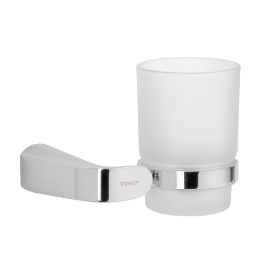 Portavaso cepillero cromo con vaso de vidrio, Foset Riviera, 45205