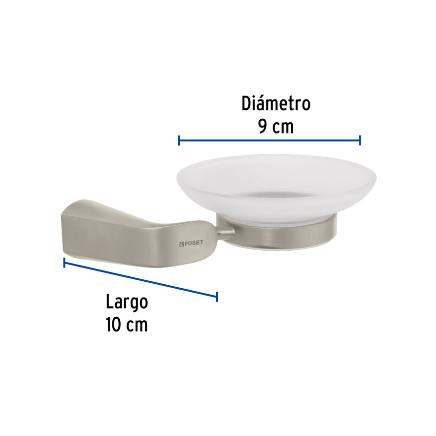 Jabonera de latón acabado satín con plato de vidrio, Riviera, 45221