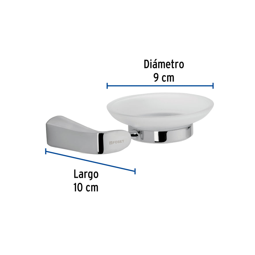 Jabonera de latón acabado cromo con plato de vidrio, Riviera, 45206