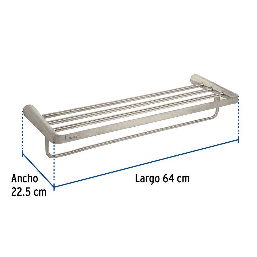 Repisa de latón portatoalla en acabado satín, Foset Riviera, 45225