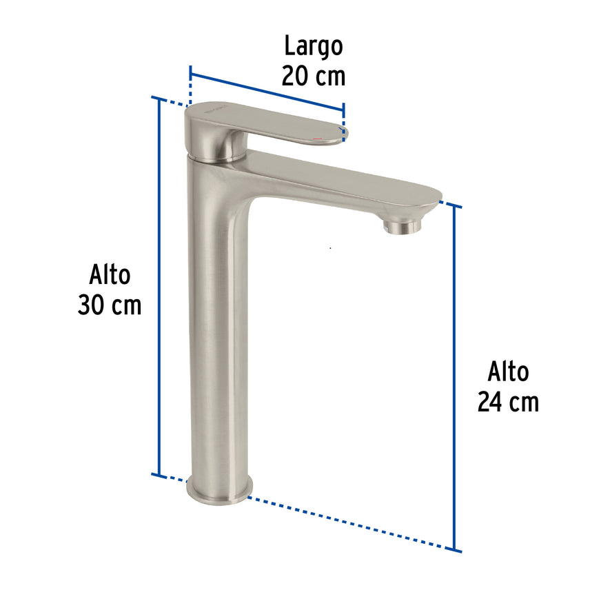 Monomando satín cuello alto para lavabo, Foset Riviera, 45180