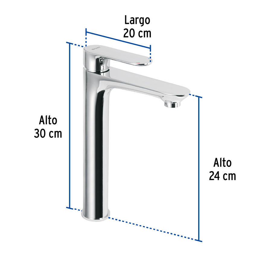 Monomando cromo cuello alto para lavabo, Foset Riviera, 45191