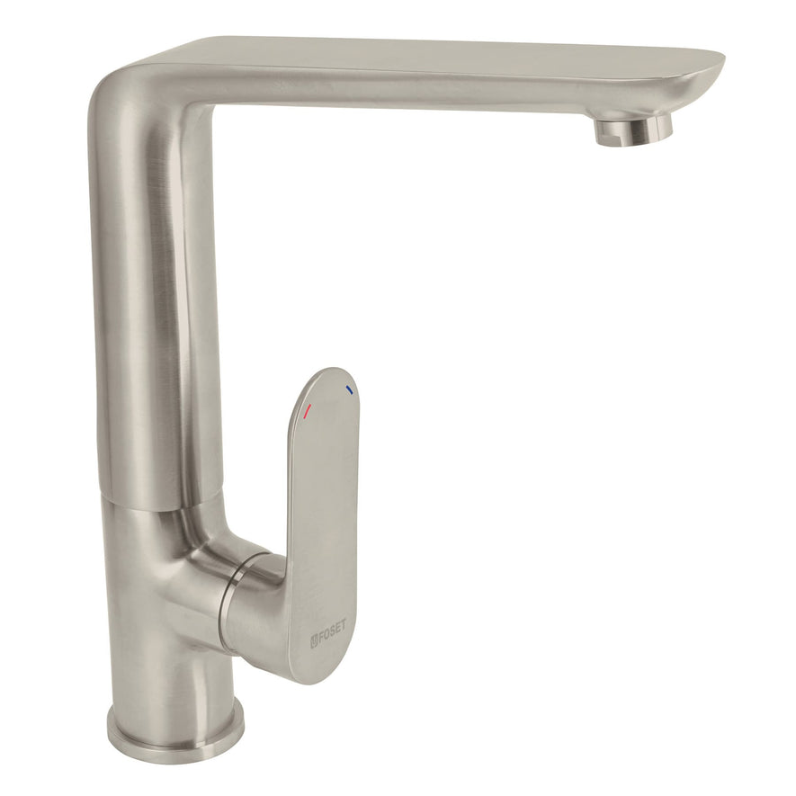 Monomando satín cuello alto para fregadero, Foset Riviera, 45182