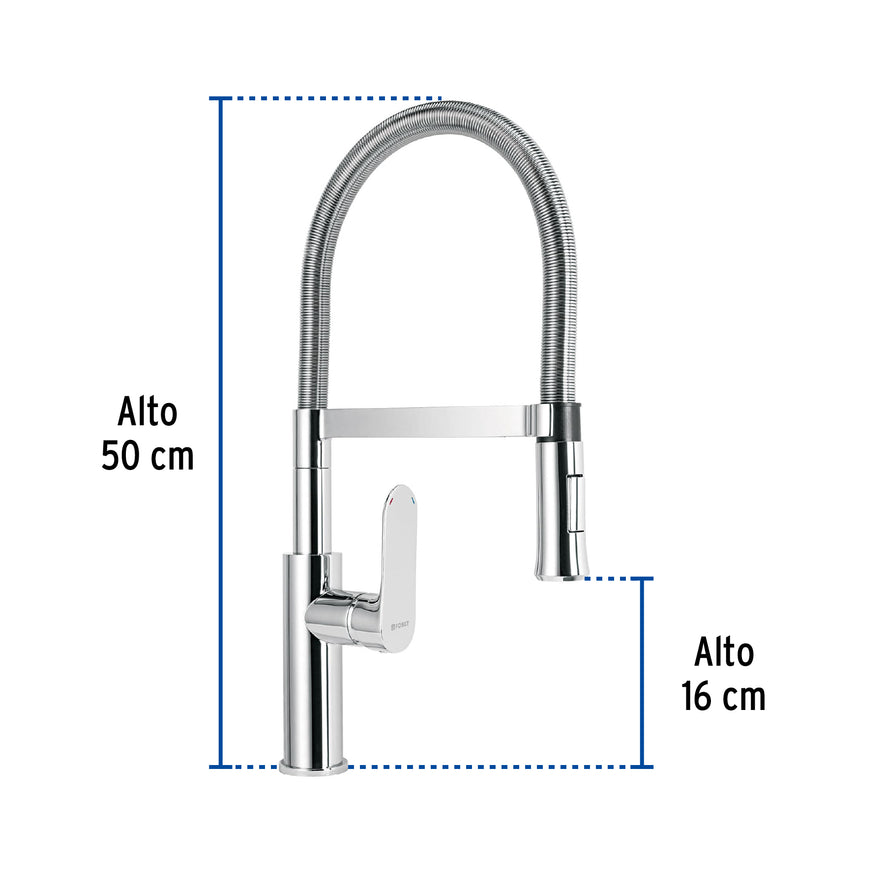 Monomando cromo nariz flexible para fregadero, Riviera, 45195