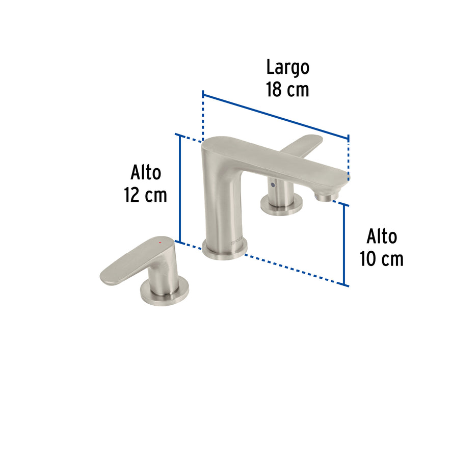 Mezcladora satín para lavabo con taladros separados, Riviera, 45177