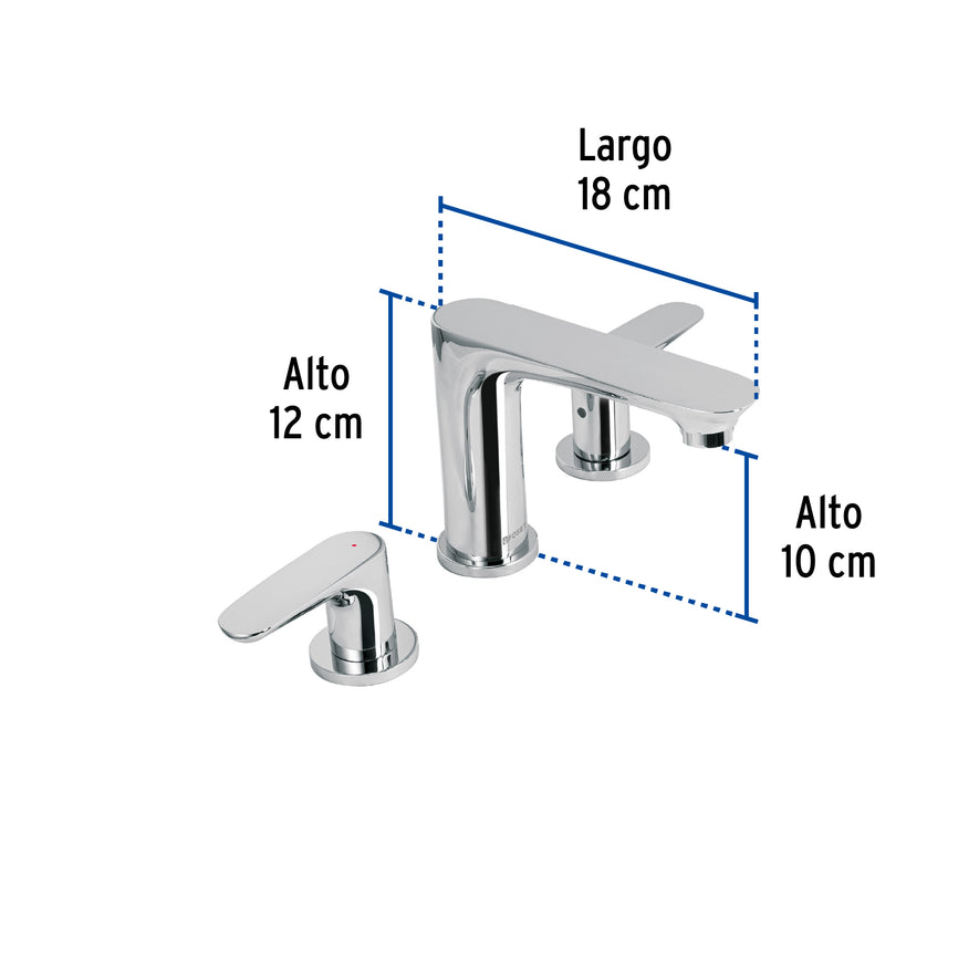 Mezcladora cromo para lavabo con taladros separados, Riviera, 45188