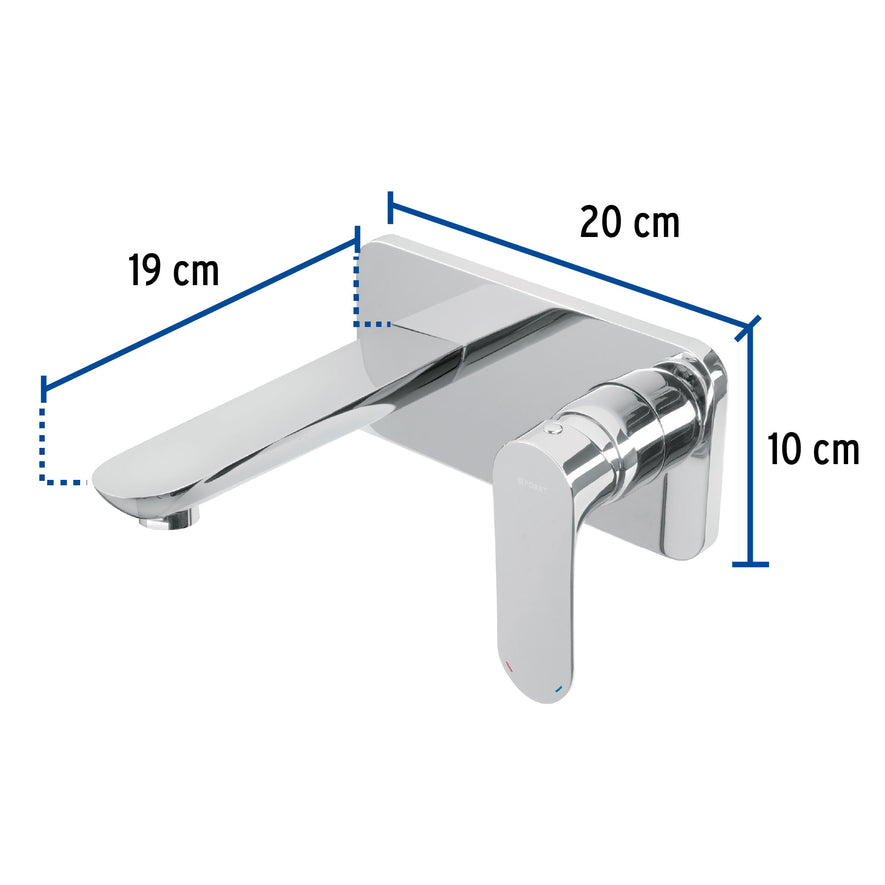 Monomando cromo de pared para lavabo, Foset Riviera, 45189