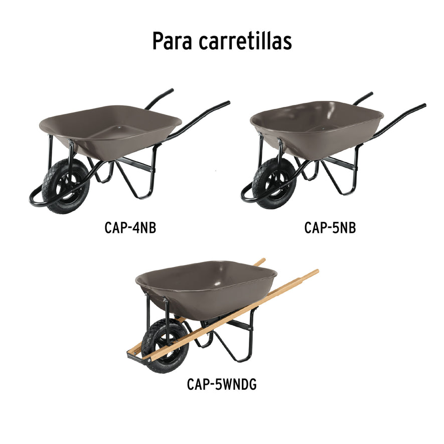 Llanta completa neumática 14', incluye eje y baleros, Pretul, 25006
