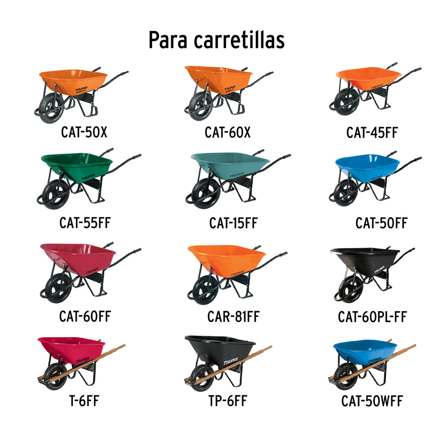 Llanta completa imponchable 16', incluye eje y baleros, 19658