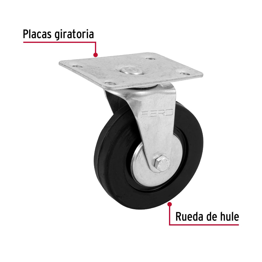 Rodaja hule 4', placa giratoria con balero, carga 50 kg Caja con 4, 48612