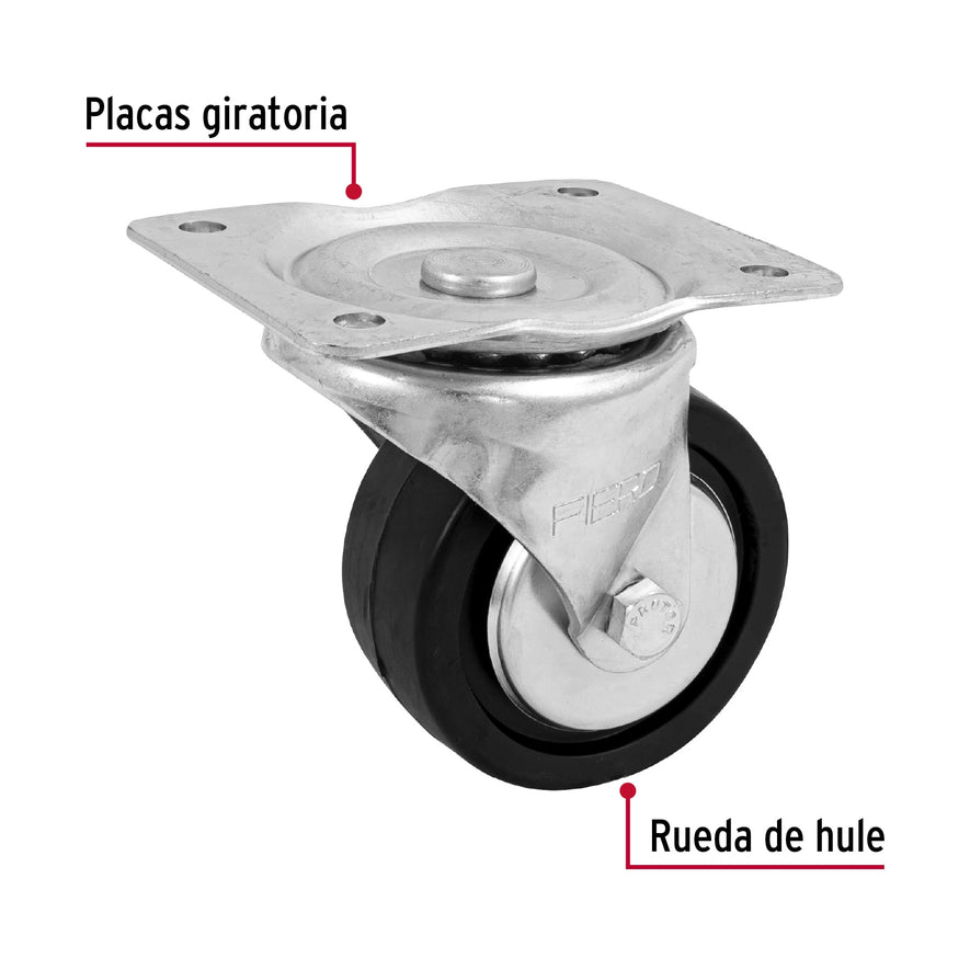 Rodaja hule 4', placa giratoria con balero, carga 100 kg Caja con 4, 48613