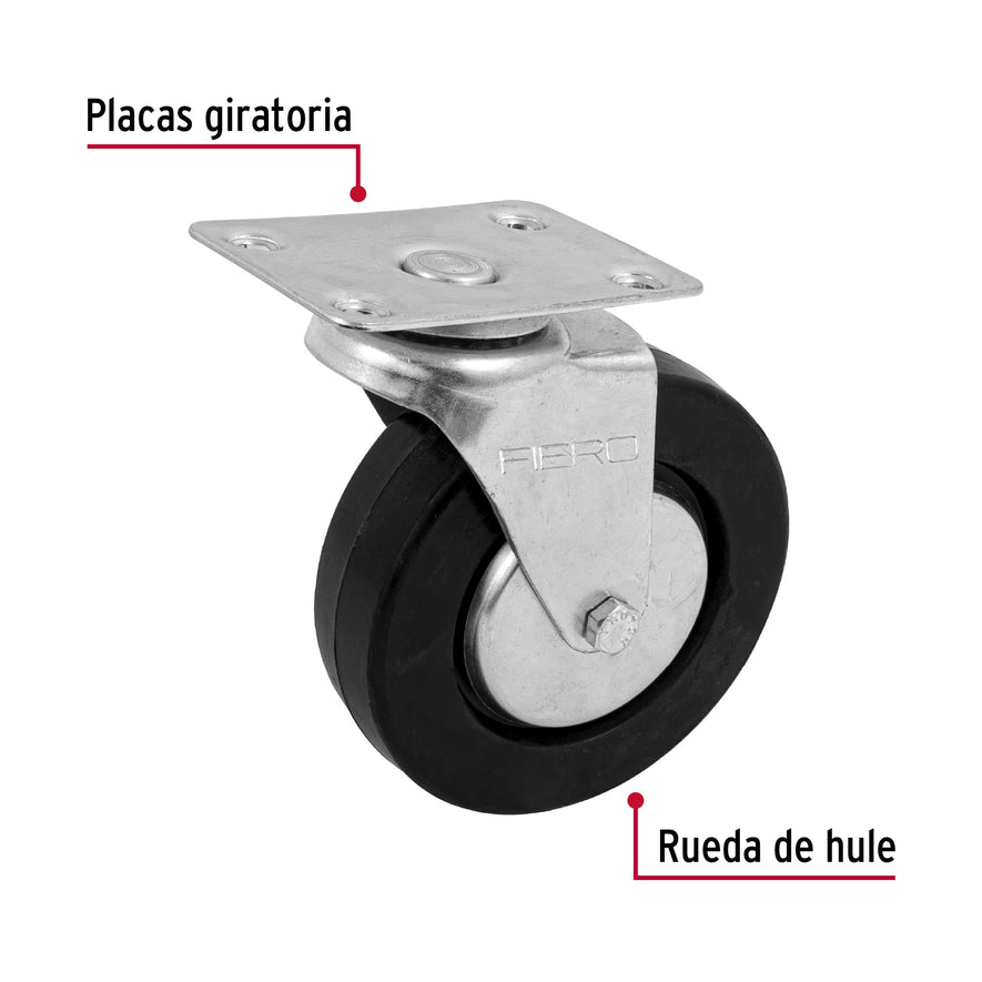 Rodaja hule 5', placa giratoria con balero, carga 60 kg Caja con 4, 48614