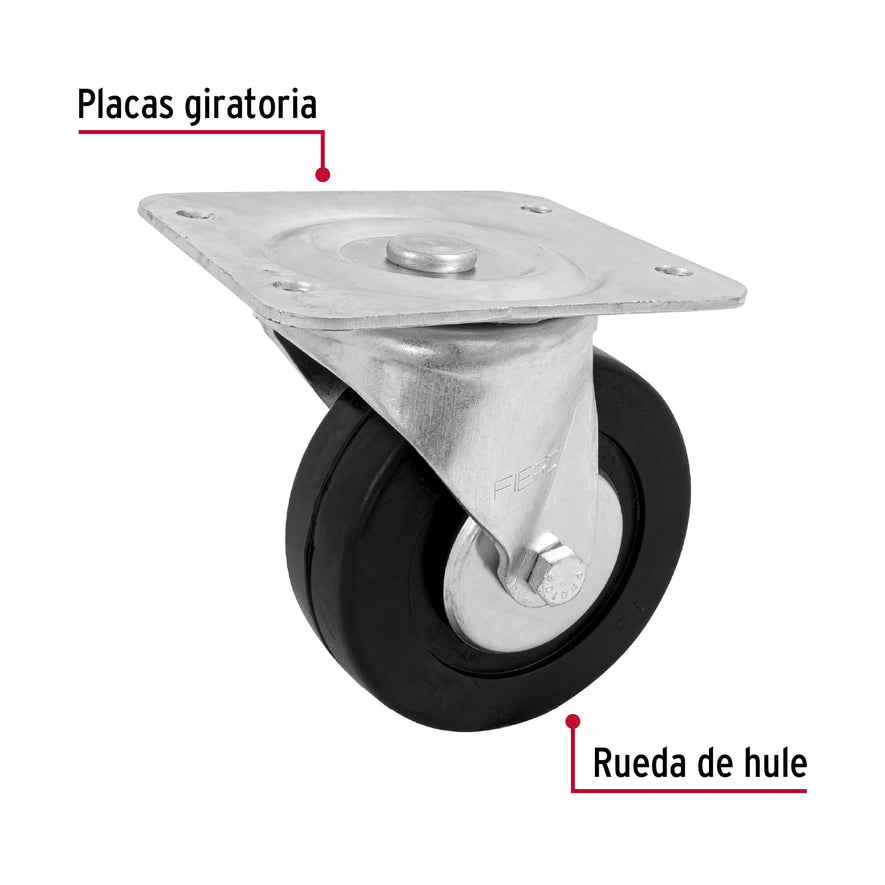 Rodaja hule 6', placa giratoria con balero, carga 150 kg Caja con 4, 48616