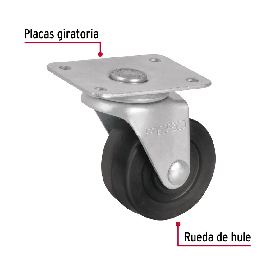Rodaja hule 2', placa giratoria con buje, carga 25 kg Caja con 6, 48604
