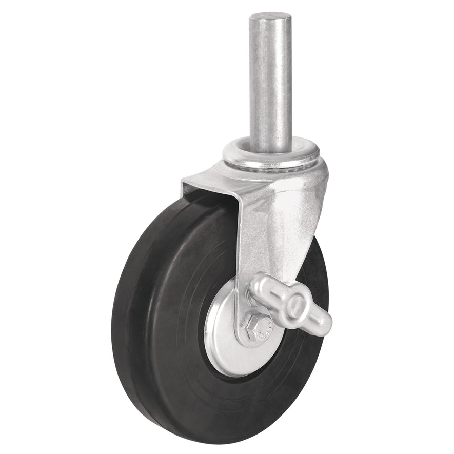 Rodaja hule 6' con espiga sólida y freno, carga 125 kg Caja con 2, 48623