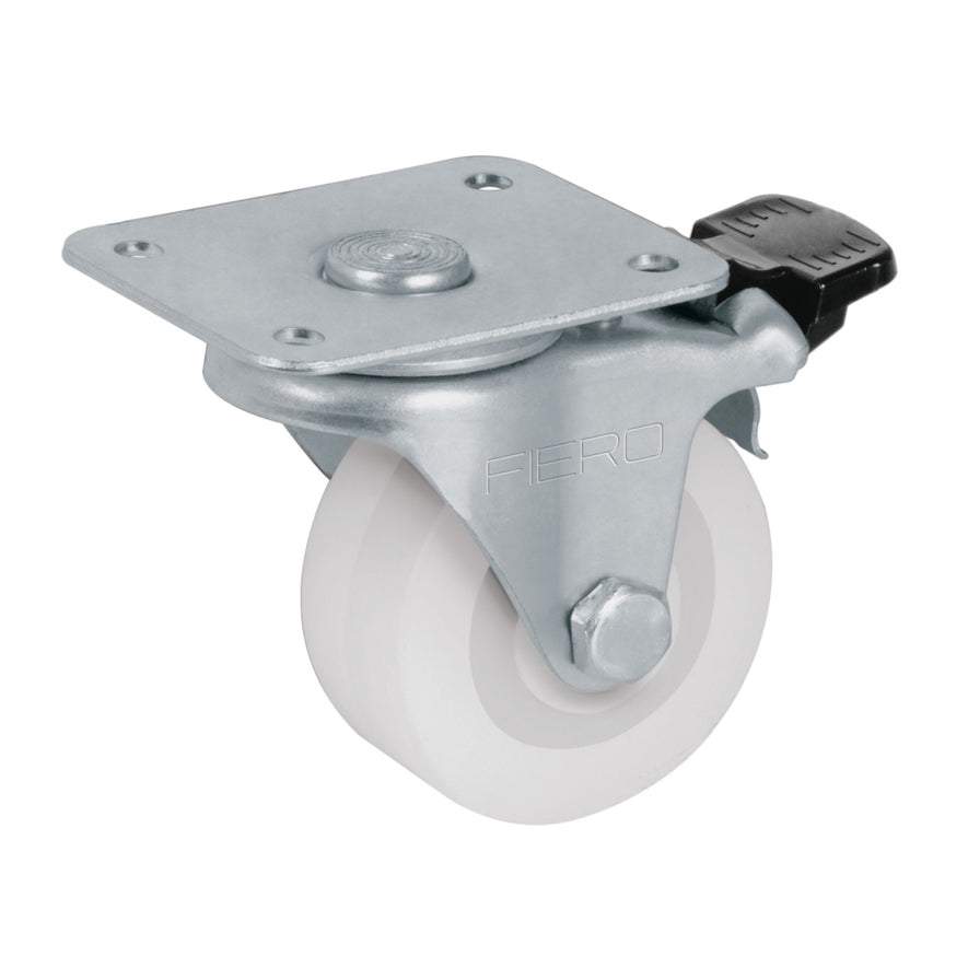 Rodaja de polietileno 2' placa giratoria, con freno, Fiero Caja con 6, 48633
