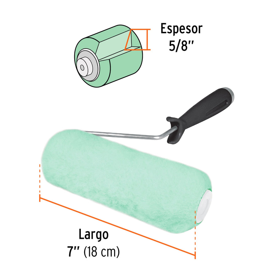 Rodillo para pintar 7' x 5/8' superficies lisas, Truper Caja con 6, 13880