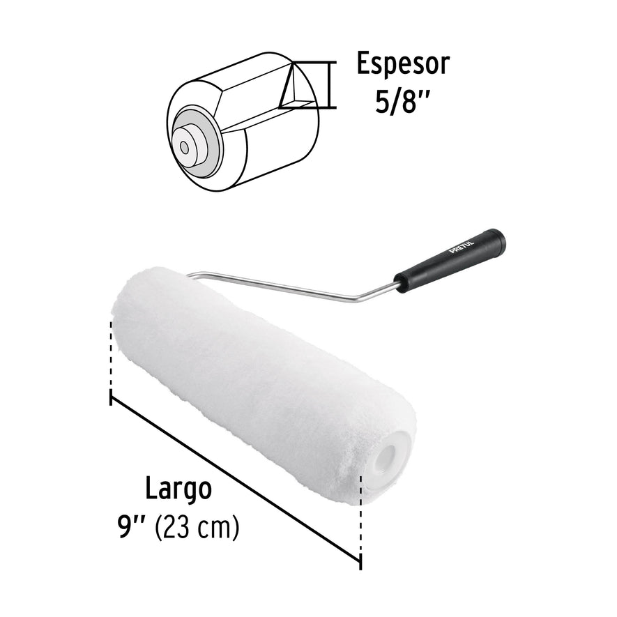 Rodillo para pintar,9 x 5/8',superficies poco rugosas,Pretul Caja con 6, 28034