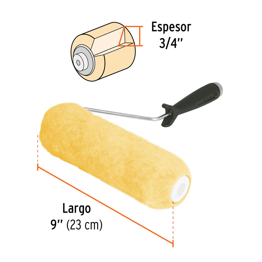 Rodillo para pintar 9' x 3/4' superficies rugosas, Truper Caja con 6, 13877