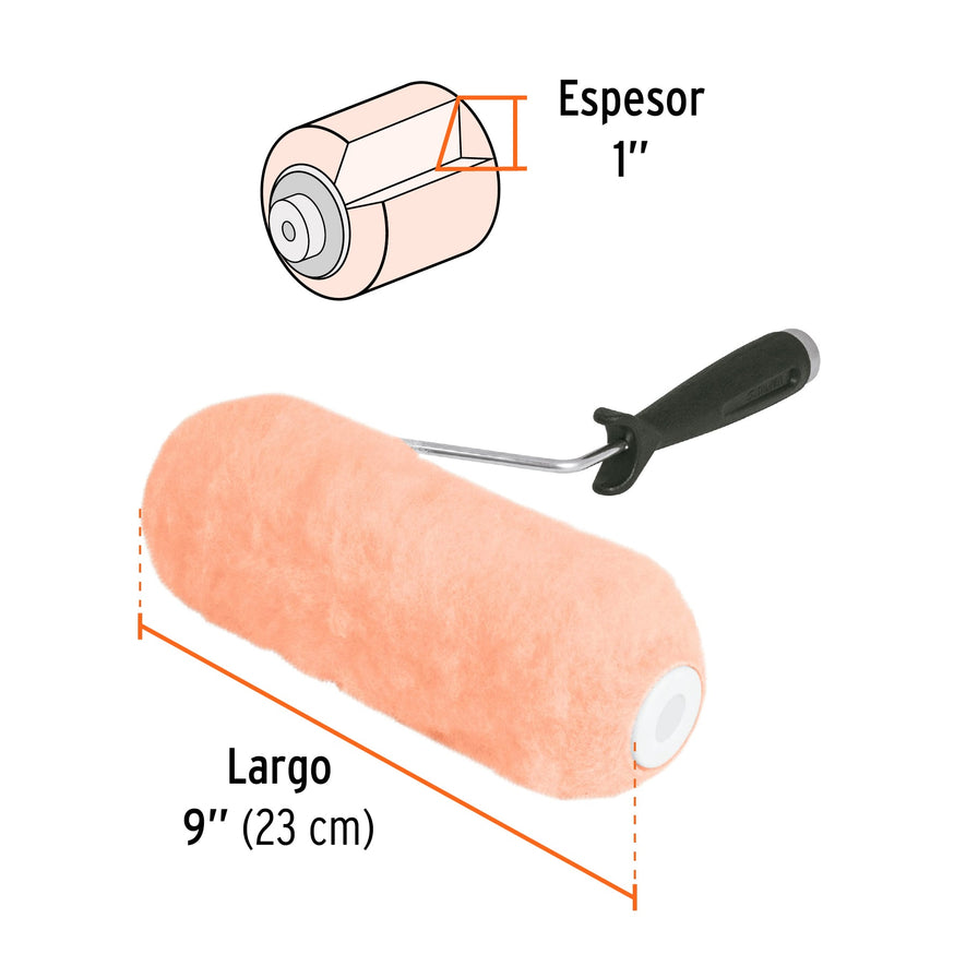 Rodillo para pintar 9' x 1' superficies muy rugosas, Truper Caja con 6, 13878