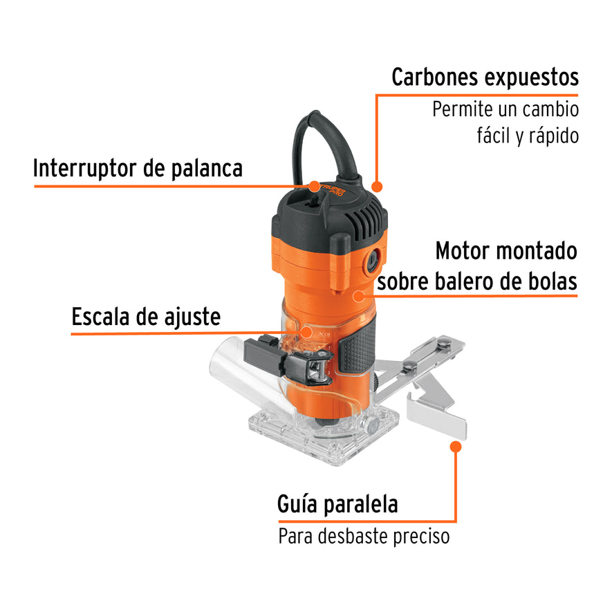 Router compacto 600W, 3/4 HP, TRUPER PRO, 102379