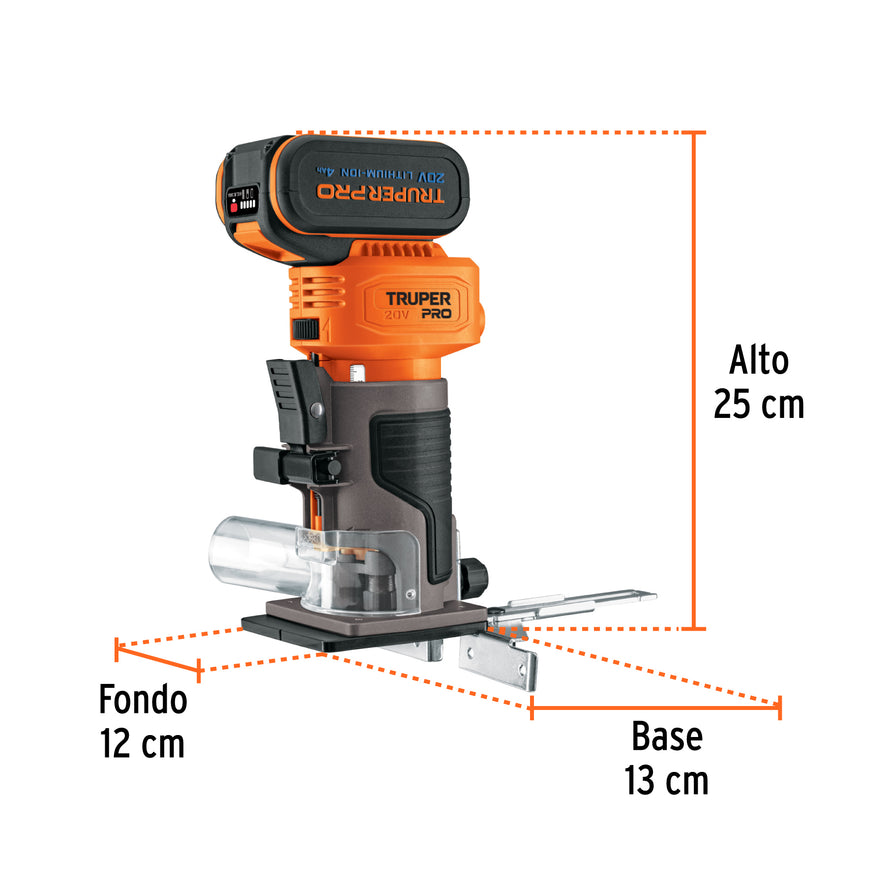 Router 1/4', 1 batería 4Ah, PRO, 102865