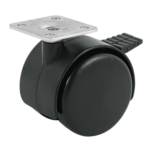 Rodaja tipo yoyo de 50 mm con placa, con freno, Fiero Caja con 6, 44389