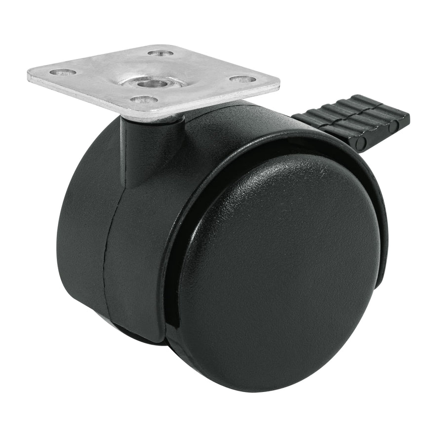 Rodaja tipo yoyo de 50 mm con placa, con freno, Fiero Caja con 6, 44389