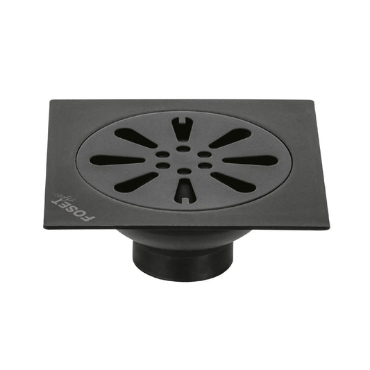 Resumidero cuadrado 4'x 4', acero inoxidable, negro, gota Caja con 4, 45473