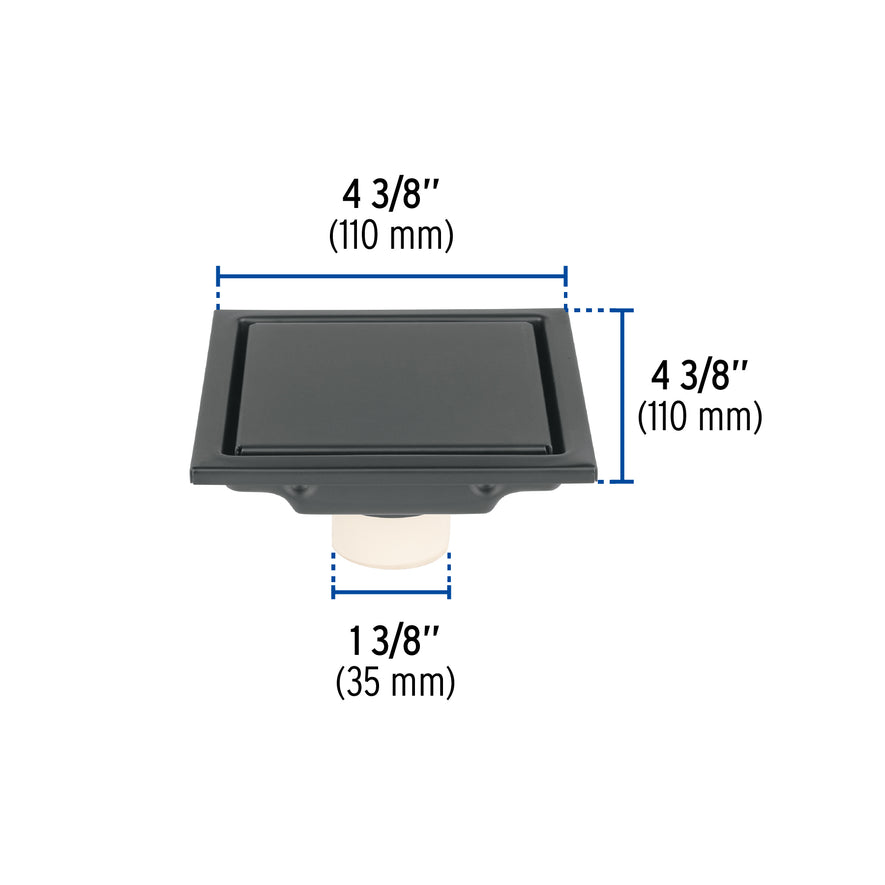 Resumidero reversible 4', anti olores, acero inox, negro, Aq Caja con 2, 45323