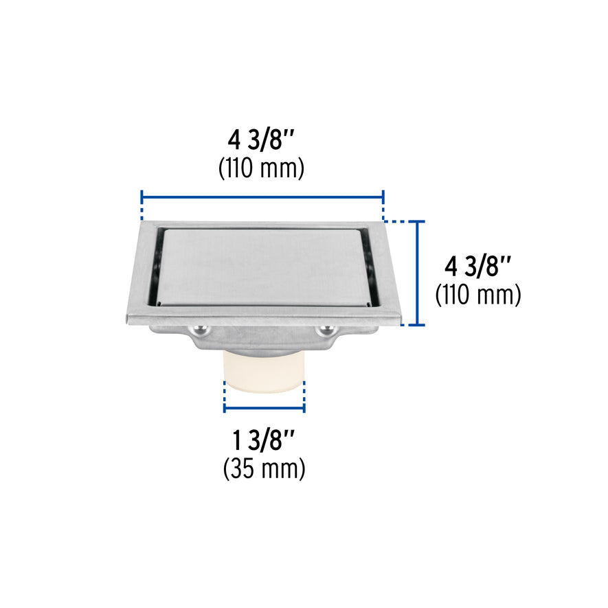 Resumidero reversible de 4', anti olores, acero inox, Aqua Caja con 2, 46543