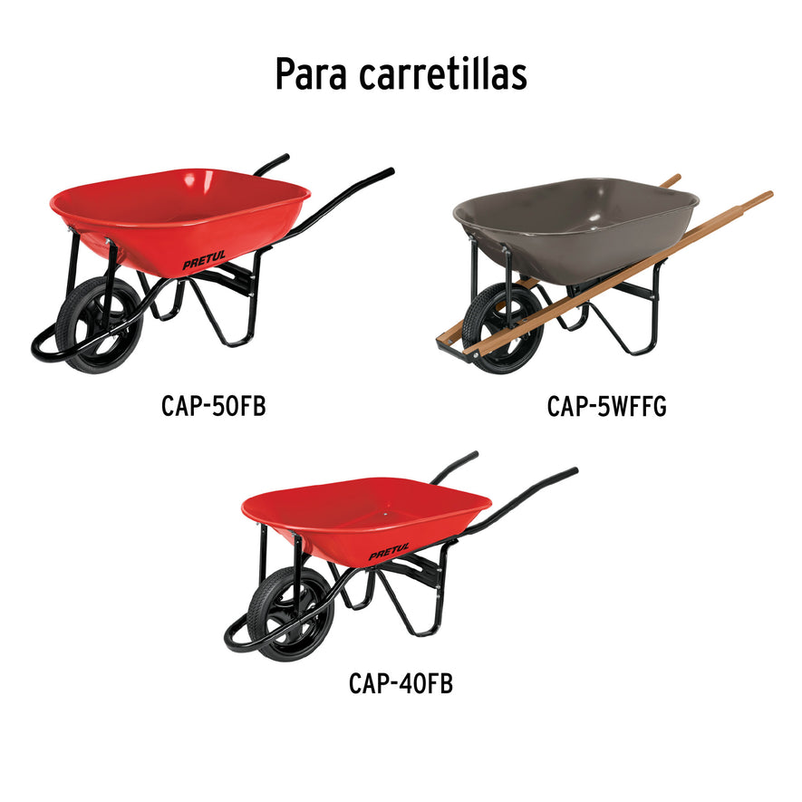 Llanta completa hule sólido 13-1/2', incluye eje y baleros, 11862