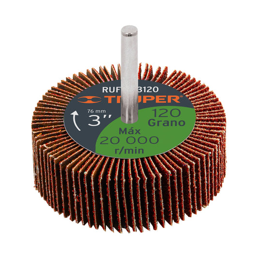 Rueda flap de 3', grano 120, Truper Caja con 3, 13044