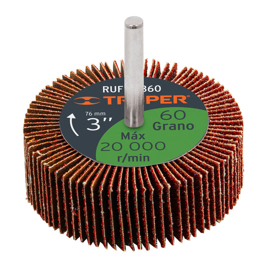 Rueda flap de 3', grano 60, Truper Caja con 3, 13041