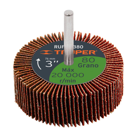 Rueda flap de 3', grano 80, Truper Caja con 3, 13042