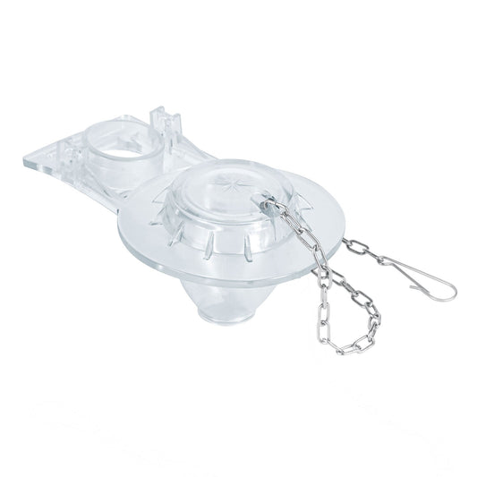 Sapo 2' para WC, PVC, trasparente, cadena inox, Foset Caja con 12, 40089