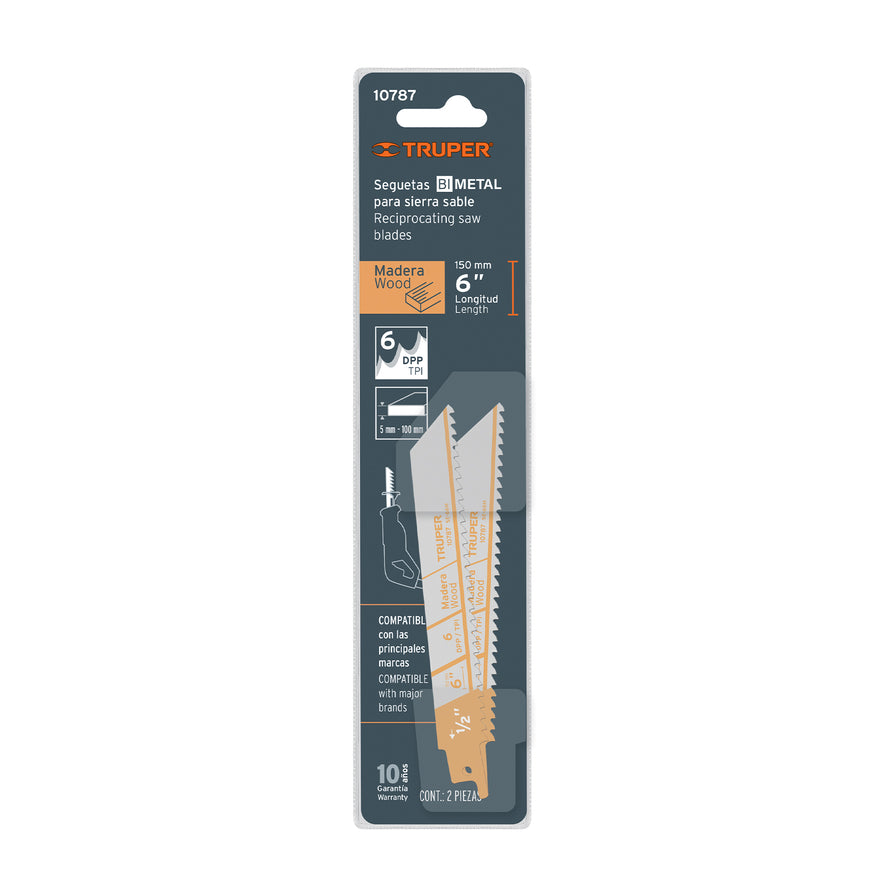 Blíster con 2 seguetas sierra sable 6' 6 DPP para madera Caja con 5, 10787