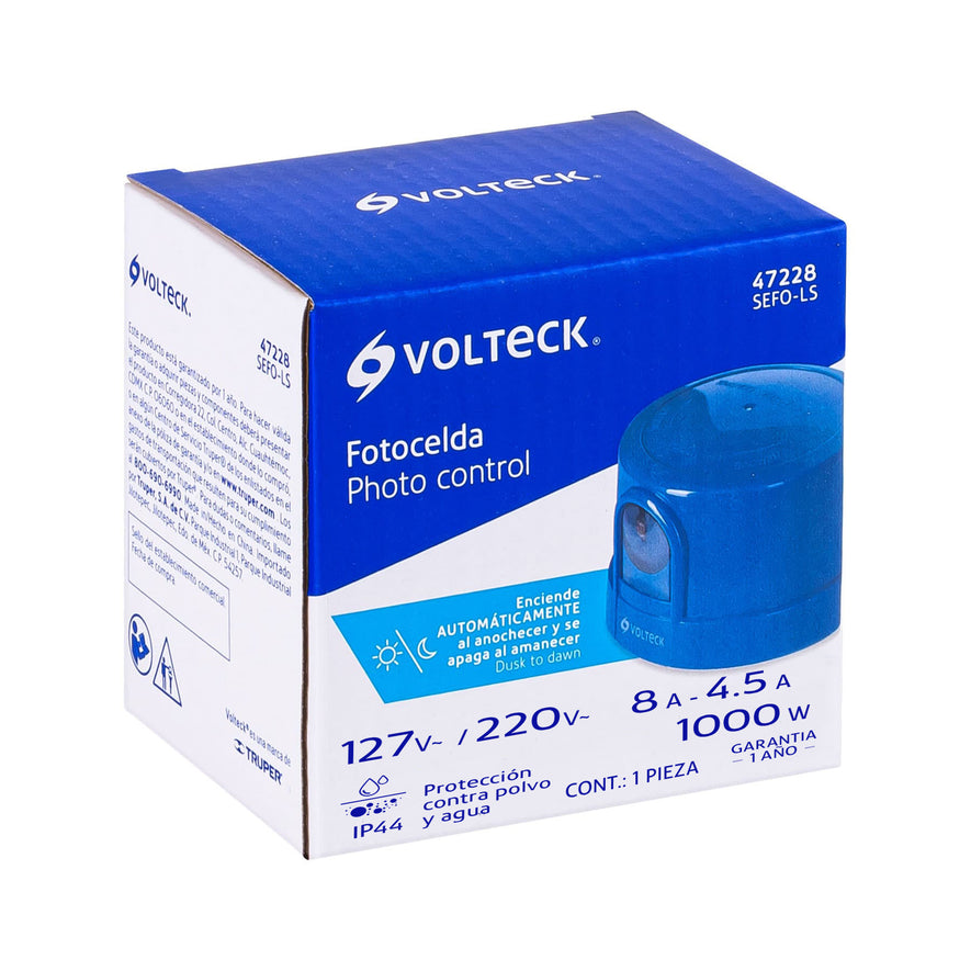 Fotocelda montaje de 1/2 vuelta, tensión 127 - 220 V Caja con 8, 47228